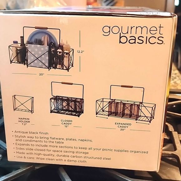 Gourmet Basics Antique Black Expandable Caddy - Picture 6 of 9